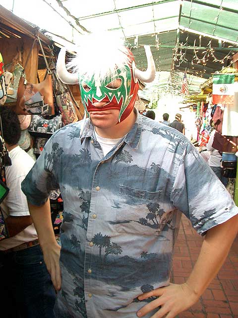 Ted in a Mexican wrestling mask