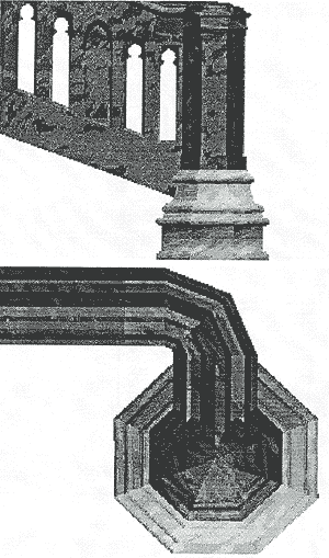 Figures 10,11: details of the octagonal bannister post