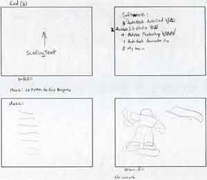 Figure 18: the story board used for the scripting of the animation